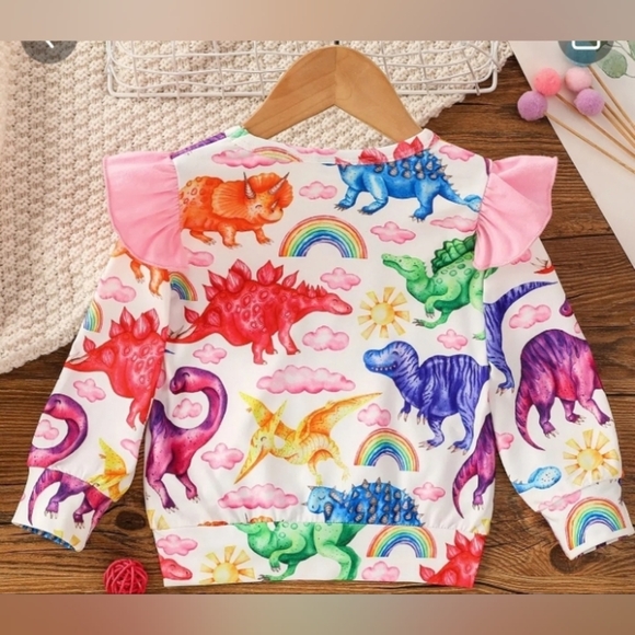 Other - NWOT Adorable Ruffle Dinosaur Print Long Sleeve Top -  Little Girl's 3-4 yrs of